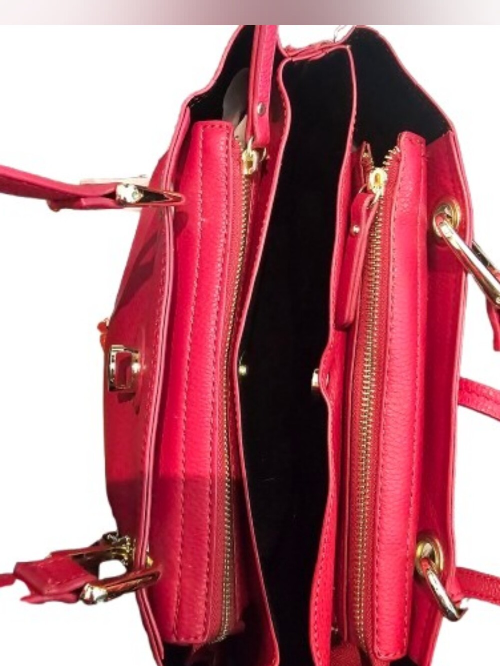 Kenneth Cole Reaction Red Leather Shoulder Tote - Picture 16 of 16